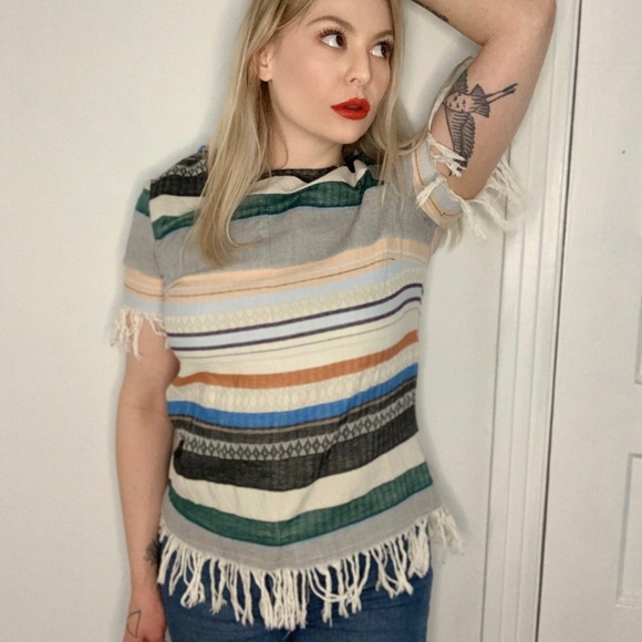 The Odells Rainbow Striped Fringe Top - Picture 8 of 9